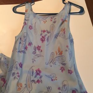 Full length floral print dress.